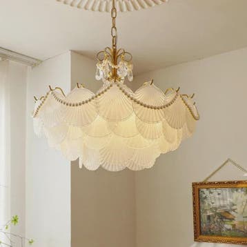 Moderne Koperen Plafondlamp met Schelp Glas en LED - Stijlvo, Verzenden, Nieuw