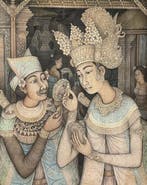 Balinese schoonheid met spiegel - Indonesië, Antiek en Kunst