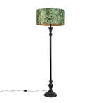 Vloerlamp zwart met velours kap pauw goud 50 cm - Classico, Huis en Inrichting, Verzenden, Nieuw, Stof, Classic-antique