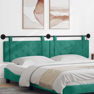 vidaXL Hangend hoofdbord Met LED-verlichting Turquoise, Verzenden, Nieuw, Stof