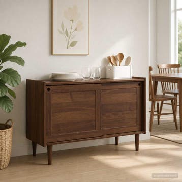 vidaXL Dressoir BILBAO Donkerkaramel 114 x 45 x 75 cm, 100 tot 150 cm, Verzenden, Nieuw, Grenenhout