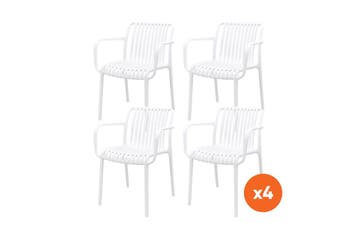 Set van 4 - Stripe stapelbare tuinstoelen - Wit, Verzenden, Nieuw, Overige materialen