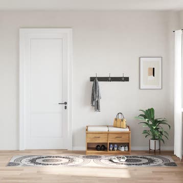 vidaXL Vloerkleed wasbaar 80x150 cm zwart en grijs, Verzenden, Nieuw, Grijs