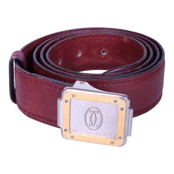 Cartier Must Riem Bordeaux Leer - Two-Tone Plaque Gesp, Kleding | Dames, Verzenden, Zo goed als nieuw