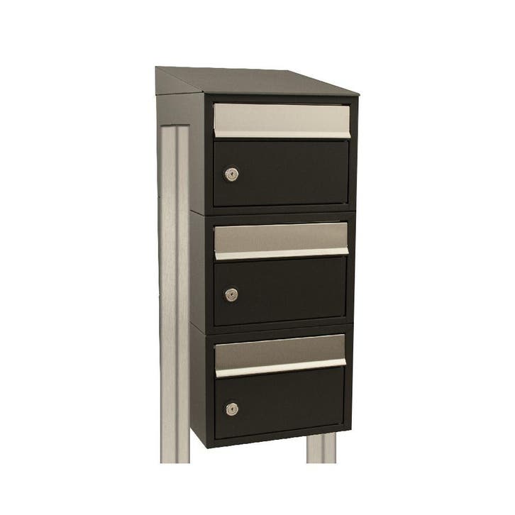 Brievenbusunit Brickset met statief 3-hoog met dak - zwart, Tuin en Terras, Brievenbussen, Nieuw, Verzenden