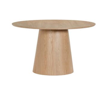 Eettafel Novero rond eiken Naturel – 130x130x76 cm, Ophalen of Verzenden, Nieuw