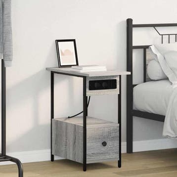 vidaXL Nachtkastje Grijs Sonoma 60 x 30 x 61 cm Bewerkt hout, Minder dan 45 cm, Verzenden, Nieuw, 55 tot 70 cm