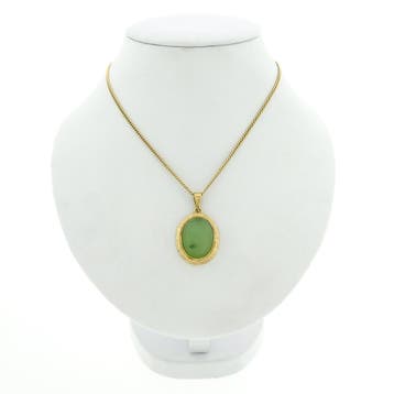 Gouden hanger met Jade (Hanger of bedel), Ophalen of Verzenden, Gebruikt, Goud, Overige merken