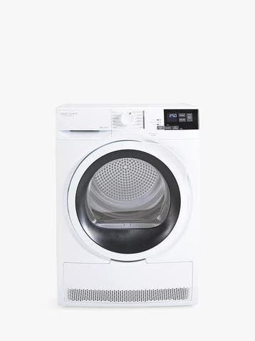 John Lewis JLTDH15 - Warmtepompdroger - 8 kg - Sensor, Ophalen of Verzenden, Zo goed als nieuw, Voorlader, 85 tot 90 cm