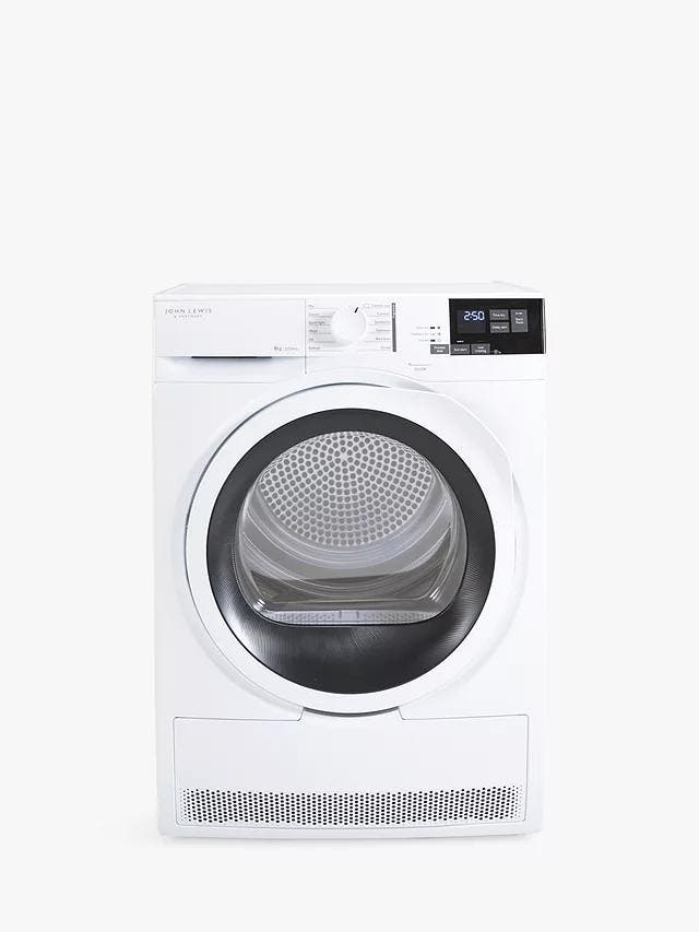 John Lewis JLTDH15 - Warmtepompdroger - 8 kg - Sensor, Witgoed en Apparatuur, Wasdrogers, Zo goed als nieuw, Voorlader, 85 tot 90 cm