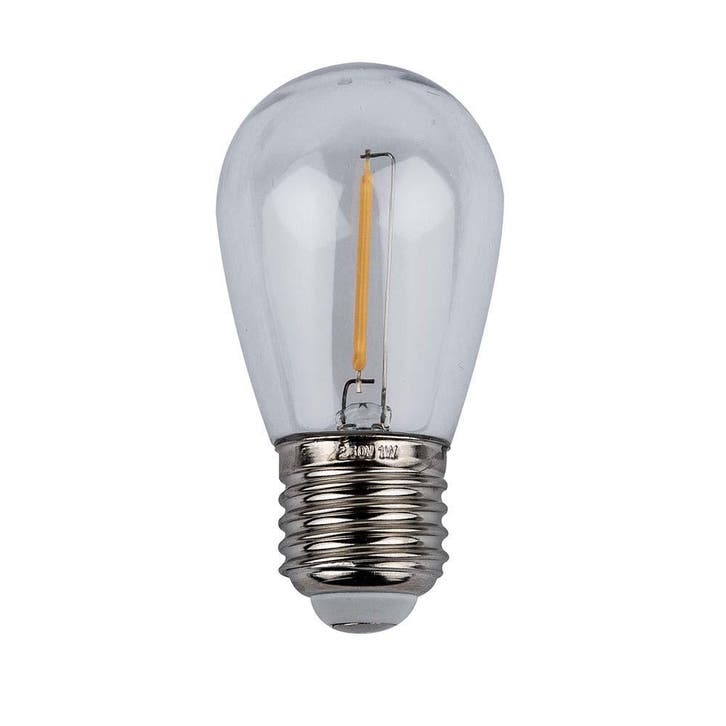 S14 E27 dimbare kuntstof led-lamp voor prikkabel 2W - 2200K, Tuin en Terras, Buitenverlichting, Waterbestendig, Led, Netvoeding
