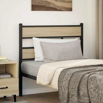 vidaXL Vervangend hoofdbord 80 cm ijzer en bewerkt hout, Verzenden, Nieuw, Bruin, Hout
