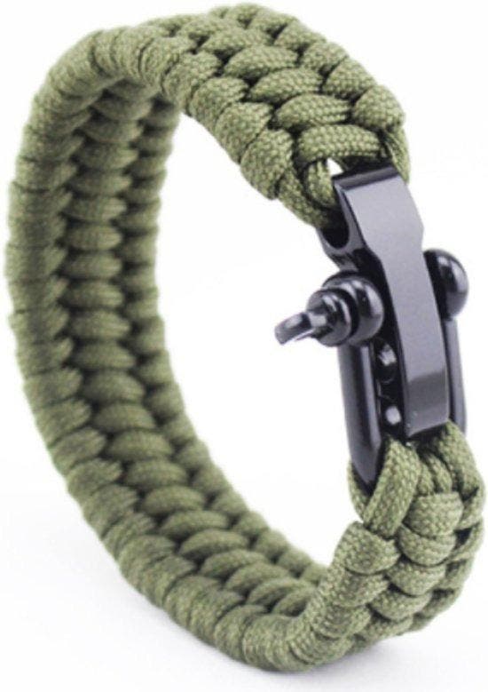 Paracord armband Groen - RVS verstelbare sluiting, Sieraden, Tassen en Uiterlijk, Armbanden, Groen, Nieuw, Overige materialen