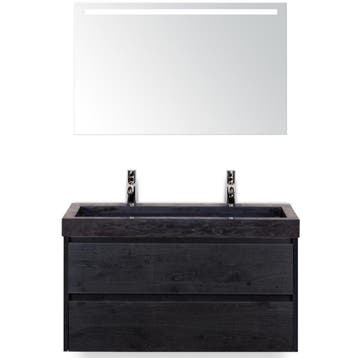 Dante Badmeubelset 100 cm - Black Oak - Wastafel Hardsteen, Ophalen of Verzenden, Nieuw