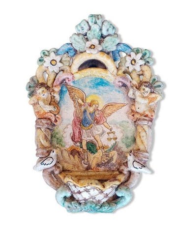 Barok Wijwatervat - Ceramica Salernitana - 20e eeuw -, Antiek en Kunst