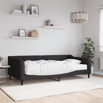 vidaXL Slaapbank met matras 100x200 cm stof zwart, 100 cm, Eenpersoons, Verzenden, Zwart