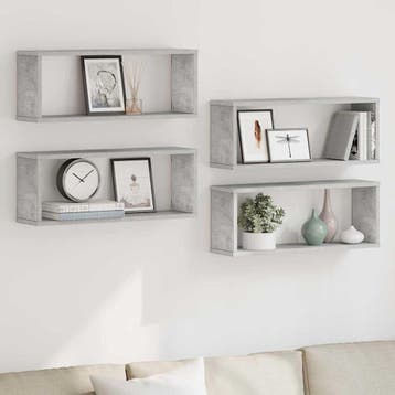vidaXL Wandschappen kubus 4 st 60x15x23 cm bewerkt hout, Verzenden, Nieuw