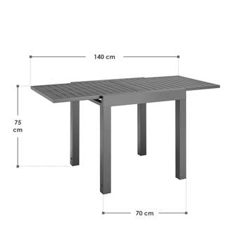 Uitklapbare Tuintafel Laki - 70 x 70 cm - Antraciet - Alumin, Tuin en Terras, Verzenden, Nieuw