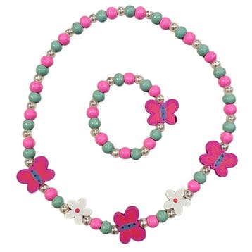 Fako Bijoux - Kinderketting en Armband - Hout - Vlinders &, Verzenden, Nieuw