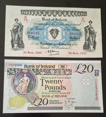 Ierland. - 1, 20 Pounds - 1942/1997 (Zonder minimumprijs), Postzegels en Munten, Bankbiljetten | Europa | Niet-Eurobiljetten