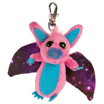 Pluche vleermuis sleutelhanger - roze/paars - 9 cm - glow, Verzenden, Nieuw