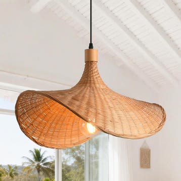 Parrot Uncle Boho rotan hanglamp, 50 x 40 cm, bamboe lampenk, Verzenden, Zo goed als nieuw