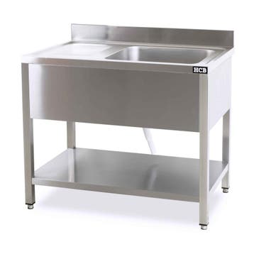 HCB Spoeltafel - enkele spoelbak rechts - 100 cm - RVS, Zakelijke goederen, Horeca | Keukenapparatuur, Verzenden, Nieuw in verpakking