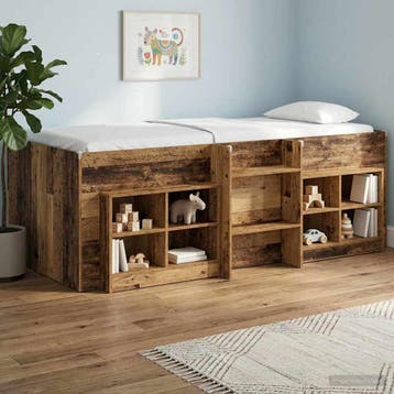 vidaXL Kinder Hoogslaper Oud hout 80 x 200 cm Bewerkt hout, Eenpersoons, Bruin, Verzenden, Nieuw