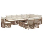 vidaXL Tuinbankenset Verstelbaar 11 pcs Beige poly rattan, Tuin en Terras, Tuinsets en Loungesets, Verzenden, Nieuw, Meer dan 8 zitplaatsen