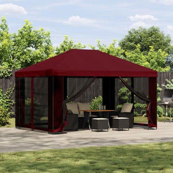 vidaXL Tuin Gazebo met Zijwanden 4 × 3 m Bordeauxrood, Verzenden, Nieuw