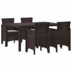 vidaXL Tuin Eetset 5 pcs Bruin Polt riet, Verzenden, Nieuw, 5 zitplaatsen