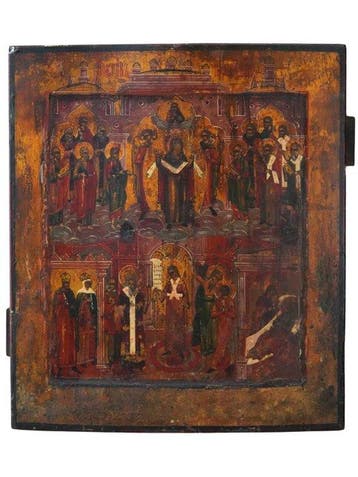 Icoon - Pokrov van de Moeder Gods - Hout