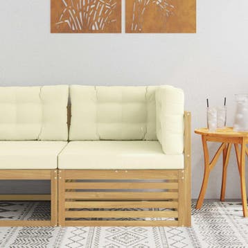 vidaXL Buiten Hoek Sofa Massief Acaciahout Wit, Verzenden, Nieuw