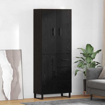 vidaXL buffetkast 2 st Zwart Eiken 69,5 x 34 x 180 cm, Minder dan 50 cm, Verzenden, Nieuw, Minder dan 100 cm