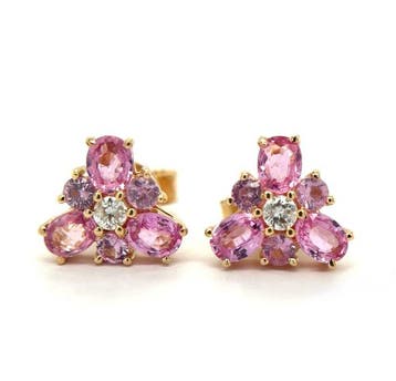 Oorbellen - 14 karaat Geel goud - 2.32ct. tw. Saffier -, Nieuw