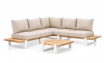 Suns Nardo loungeset 5-zits Matt White / natural SALE |, Tuin en Terras, Ophalen of Verzenden, Nieuw