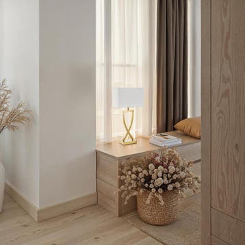 Tafellamp Avina, modern design, 60W - messingkleurig, Verzenden, Nieuw