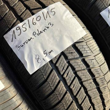 2 x Barum Polaris 3 195-60-15 Winterbanden 8,5mm, Auto-onderdelen, Banden en Velgen, Gebruikt, 15 inch, Band(en), Personenwagen