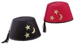 Fez hoedje rood of zwart, met en/of zonder sterren en maan, Verzenden, Nieuw