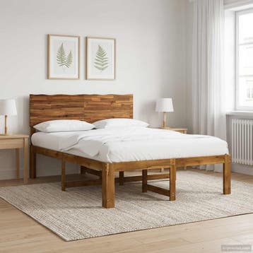 vidaXL Tweepersoonsbed met hoofdeinde ROSTOCK Naturel 140 x, Bruin, Verzenden, Hout, Nieuw