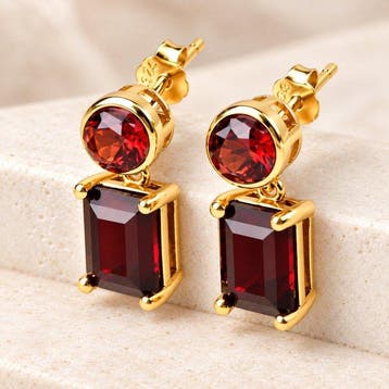 Zonder minimumprijs - Oorbellen Zilver - Garnet -, Sieraden, Tassen en Uiterlijk, Nieuw