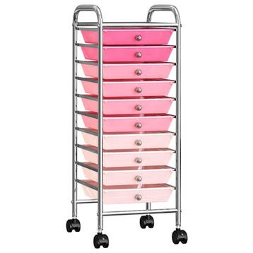 vidaXL Opbergtrolley met 10 lades mobiel kunststof ombre, Verzenden, Nieuw