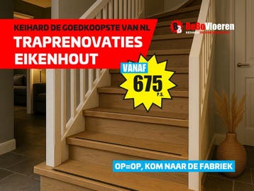 FABRIEKSLEEGVERKOOP - Abdij eikenhouten traprenovatie 675,-, Parket, Eikenhouten traprenovatie, Ophalen of Verzenden, Nieuw