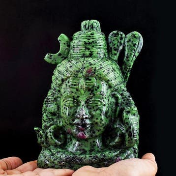 Beeld, Big Genuine Ruby in Zoisite Carved Divine Lord Shiva