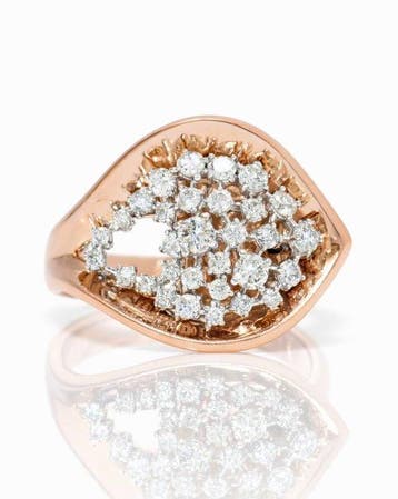 Statement ring - 14 karaat Roségoud - 0.58ct. tw. Diamant
