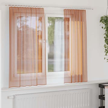 vidaXL Voile gordijnen met roedezakken 2 st terracotta, Verzenden, Nieuw, Bruin
