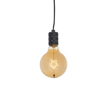 Kerst hanglamp zwart met stekker incl. LED amber glas ster, Verzenden, Nieuw, Design