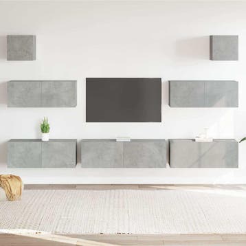 vidaXL 7-delige Tv-meubelset bewerkt hout betongrijs, Verzenden, Nieuw, Overige houtsoorten