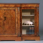 Engelse Credenza in noten met inlegwerk en brons ca 1860 No3, Antiek en Kunst, Antiek | Meubels | Kasten, Ophalen of Verzenden