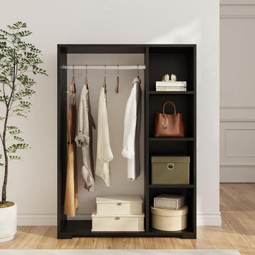 Kledingkast 123x90x30 cm Nesbyen zwart [en.casa], Verzenden, Nieuw